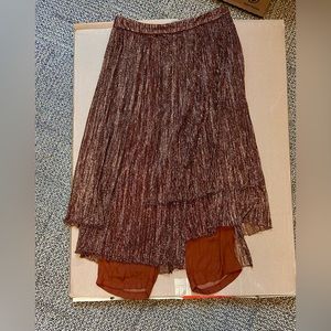 Maeve Anthropology women’s brown bronze midi skirt skort size 8
